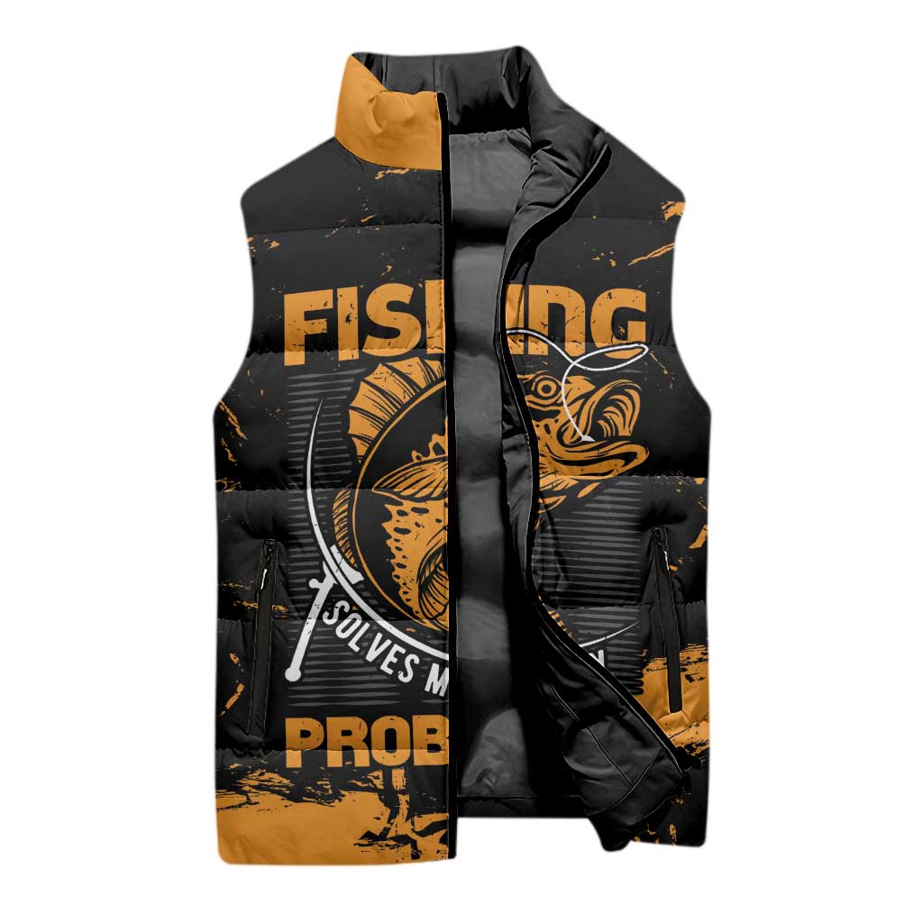 Personalized Fishing Solves Most of My Problems Sleeveless Puffer Jacket Grunge Style