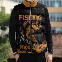 Personalized Fishing Solves Most of My Problems Sleeveless Puffer Jacket Grunge Style