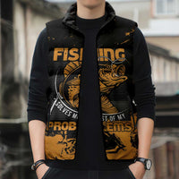 Personalized Fishing Solves Most of My Problems Sleeveless Puffer Jacket Grunge Style