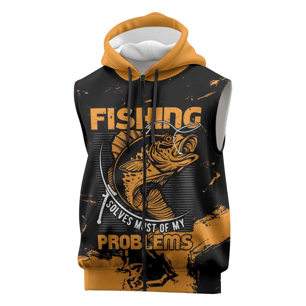 Personalized Fishing Solves Most of My Problems Sleeveless Zip Hoodie Grunge Style