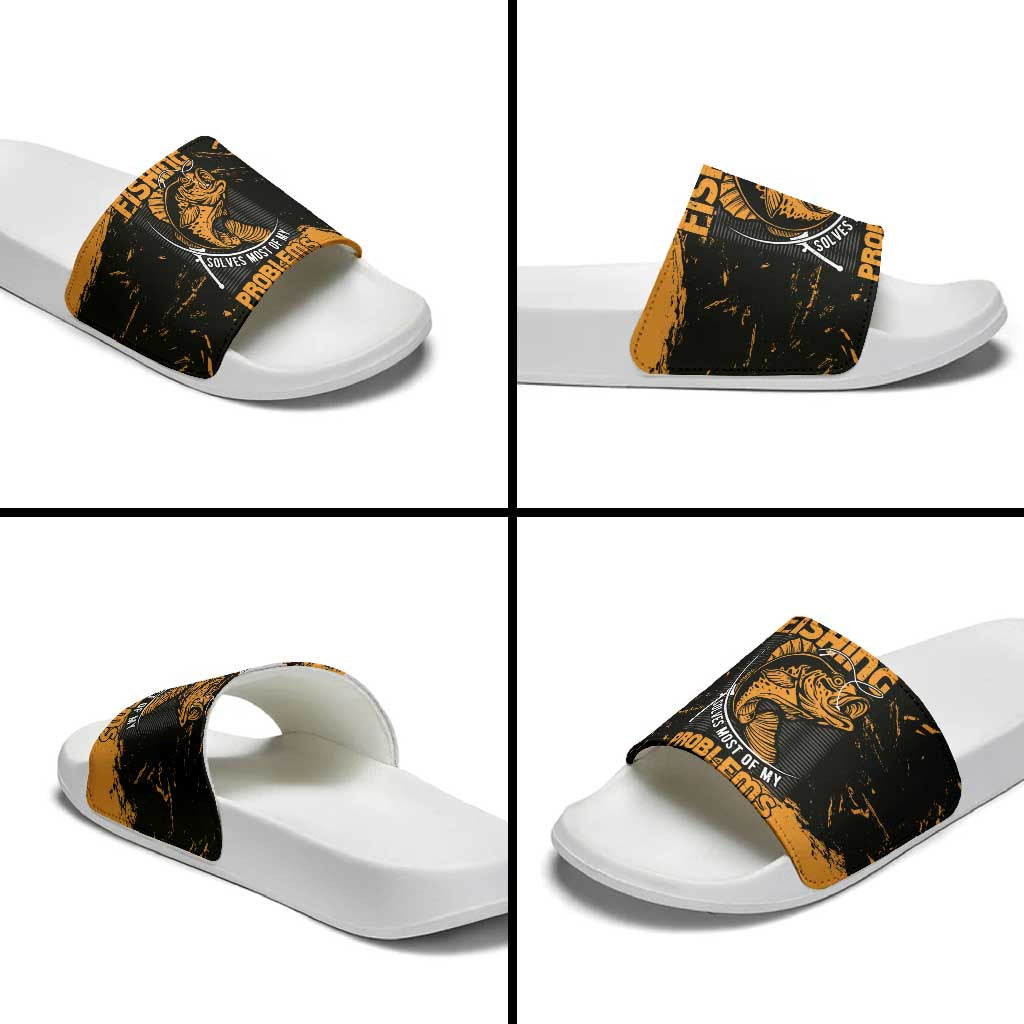 Fishing Solves Most of My Problems Slide Sandals Grunge Style