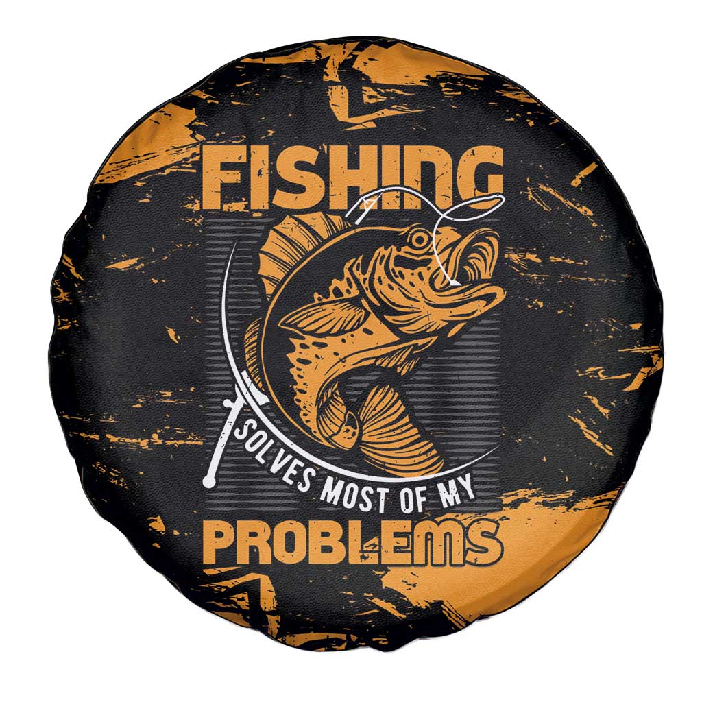 Fishing Solves Most of My Problems Spare Tire Cover Grunge Style