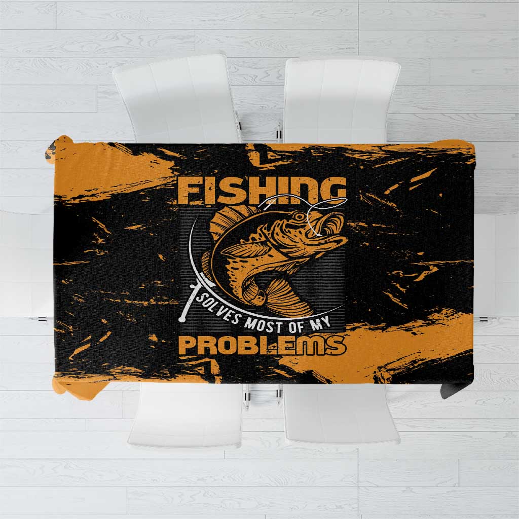 Fishing Solves Most of My Problems Tablecloth Grunge Style