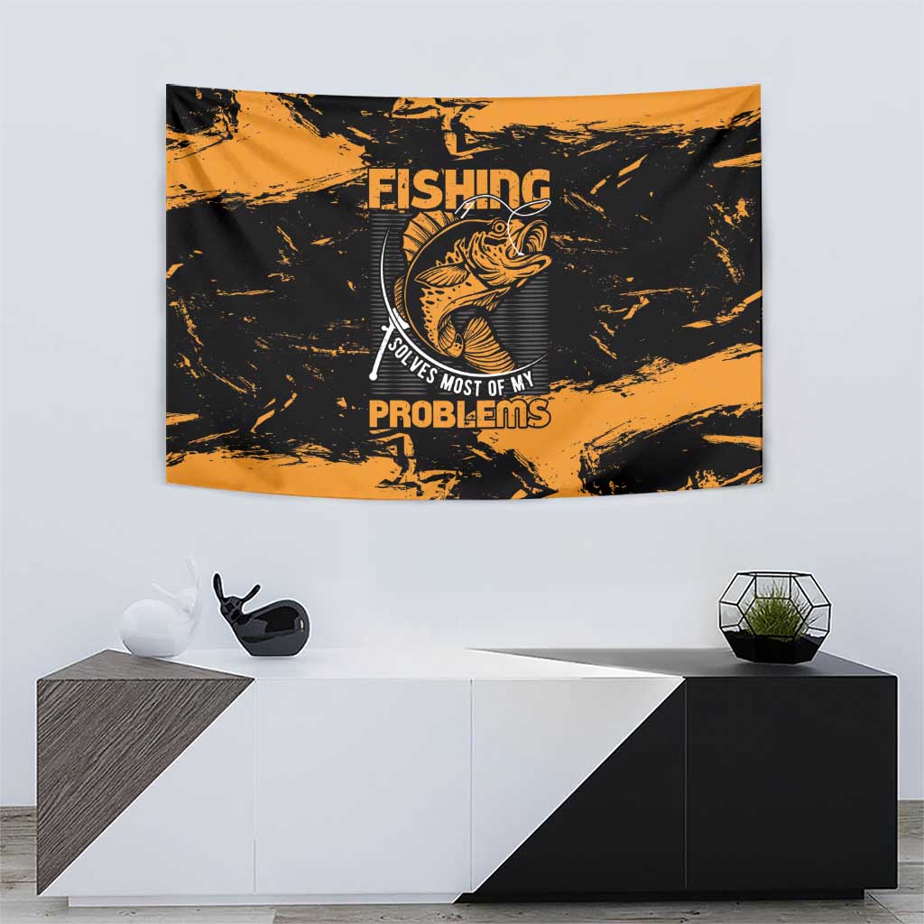 Fishing Solves Most of My Problems Tapestry Grunge Style