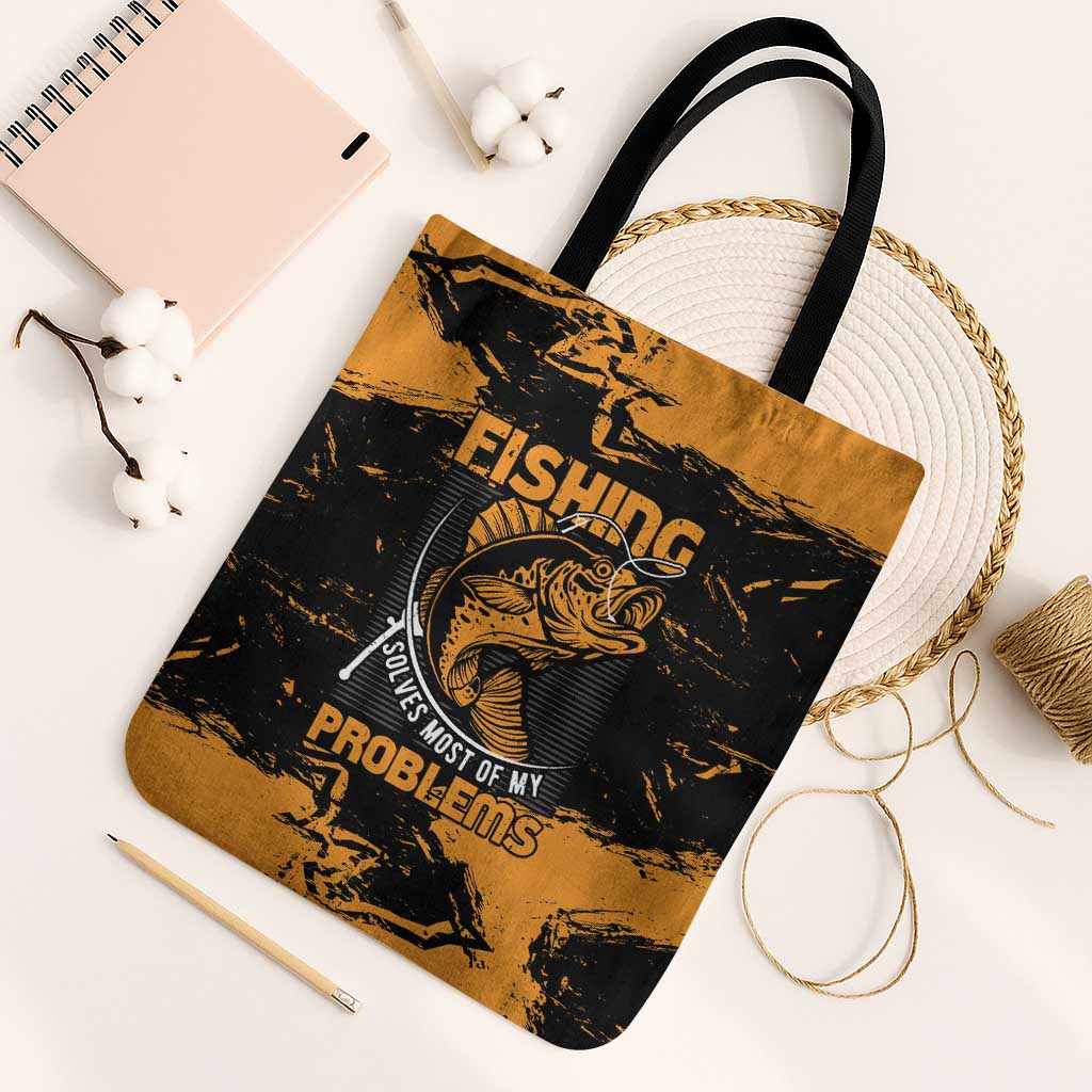 Fishing Solves Most of My Problems Tote Bag Grunge Style
