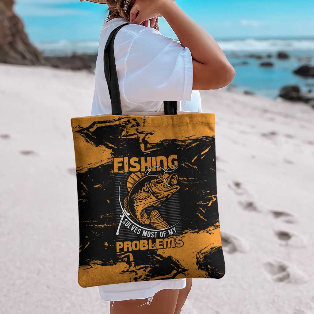 Fishing Solves Most of My Problems Tote Bag Grunge Style
