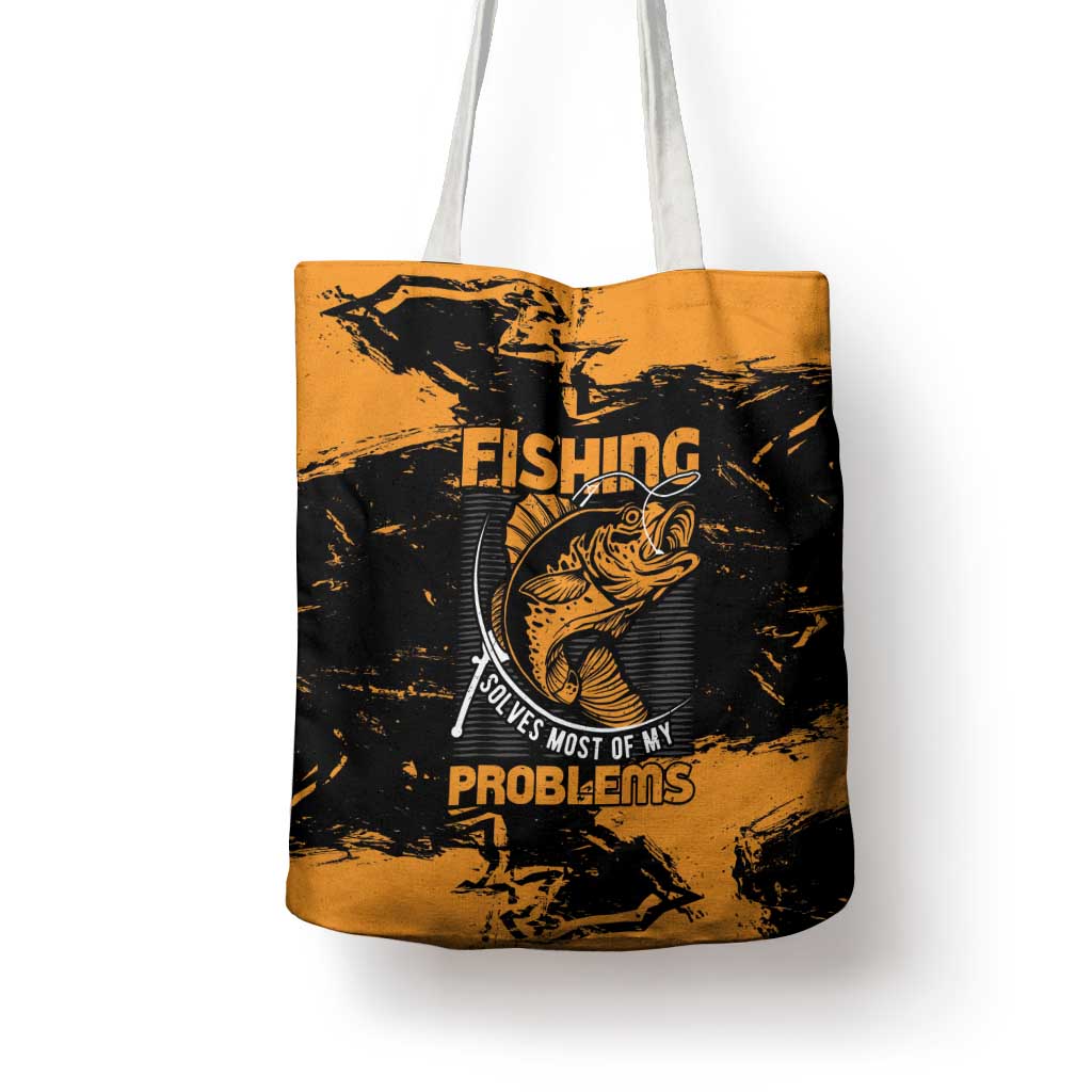 Fishing Solves Most of My Problems Tote Bag Grunge Style