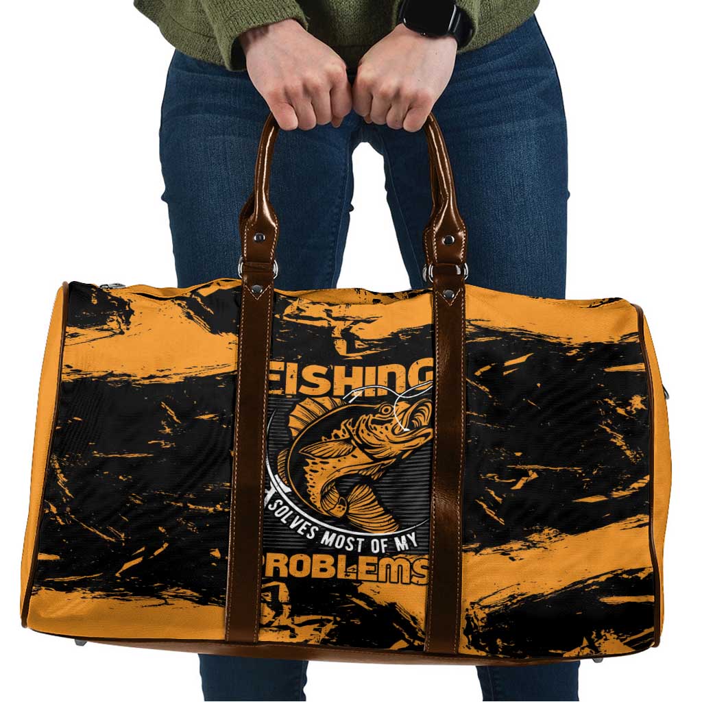 Fishing Solves Most of My Problems Travel Bag Grunge Style