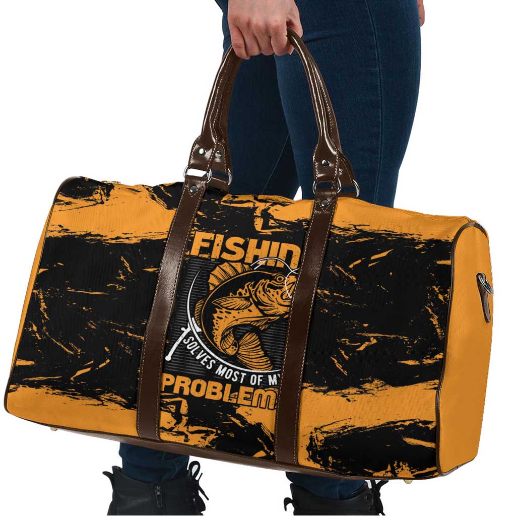 Fishing Solves Most of My Problems Travel Bag Grunge Style