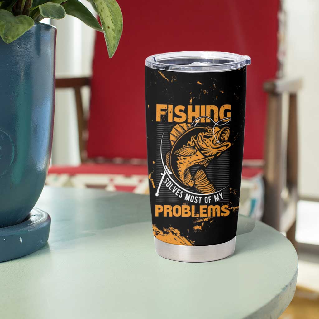 Fishing Solves Most of My Problems Tumbler Cup Grunge Style