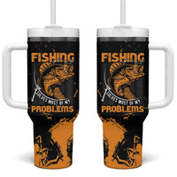Fishing Solves Most of My Problems Tumbler With Handle Grunge Style