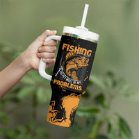 Fishing Solves Most of My Problems Tumbler With Handle Grunge Style
