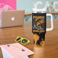 Fishing Solves Most of My Problems Tumbler With Handle Grunge Style