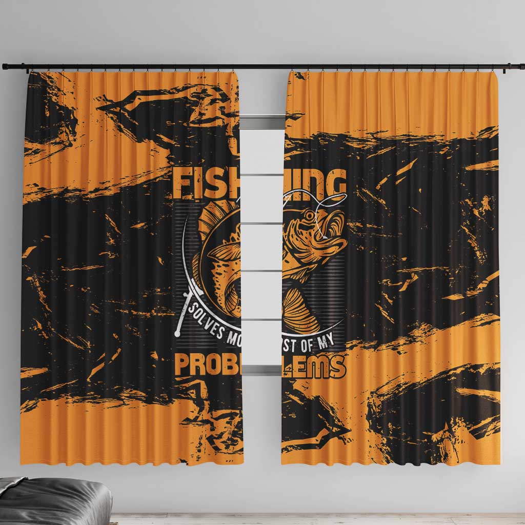 Fishing Solves Most of My Problems Window Curtain Grunge Style