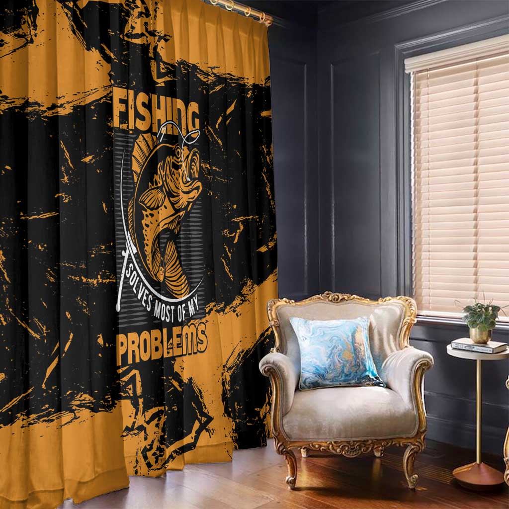 Fishing Solves Most of My Problems Window Curtain Grunge Style