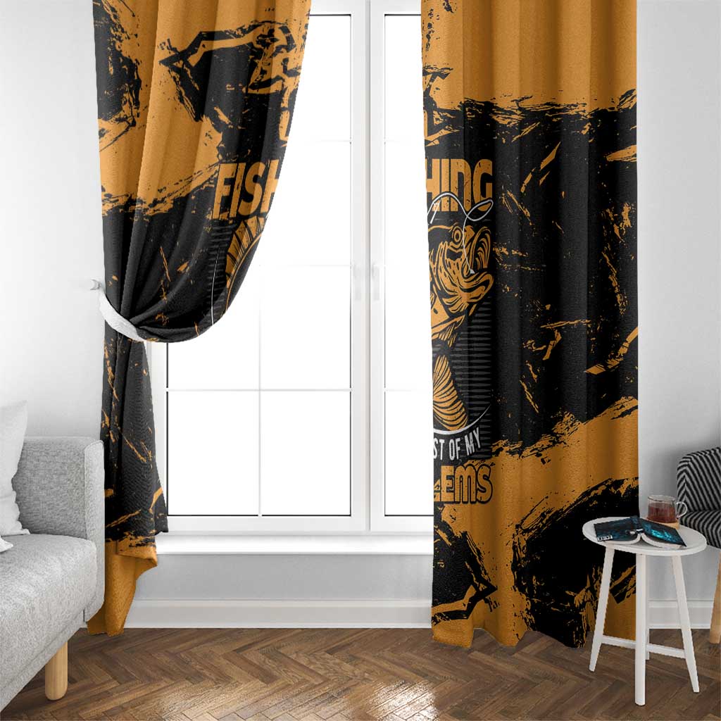 Fishing Solves Most of My Problems Window Curtain Grunge Style