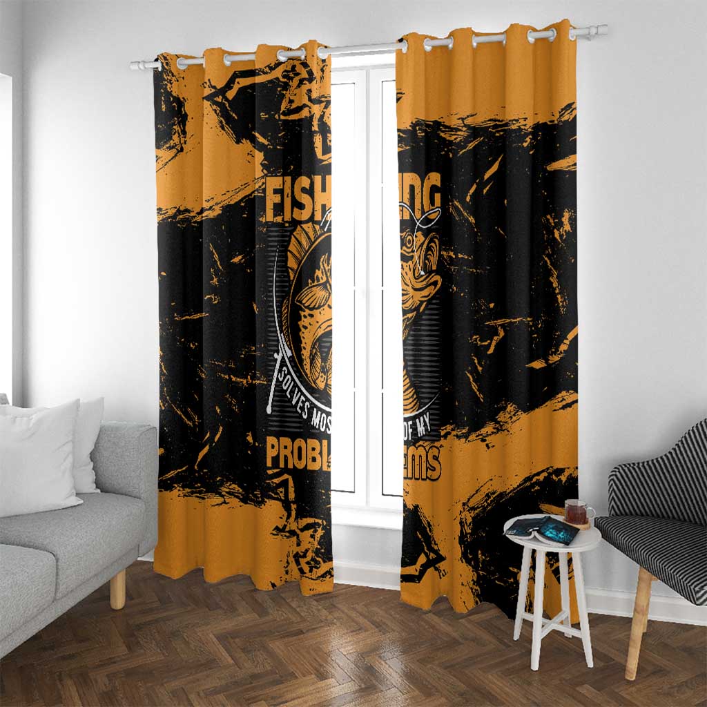 Fishing Solves Most of My Problems Window Curtain Grunge Style