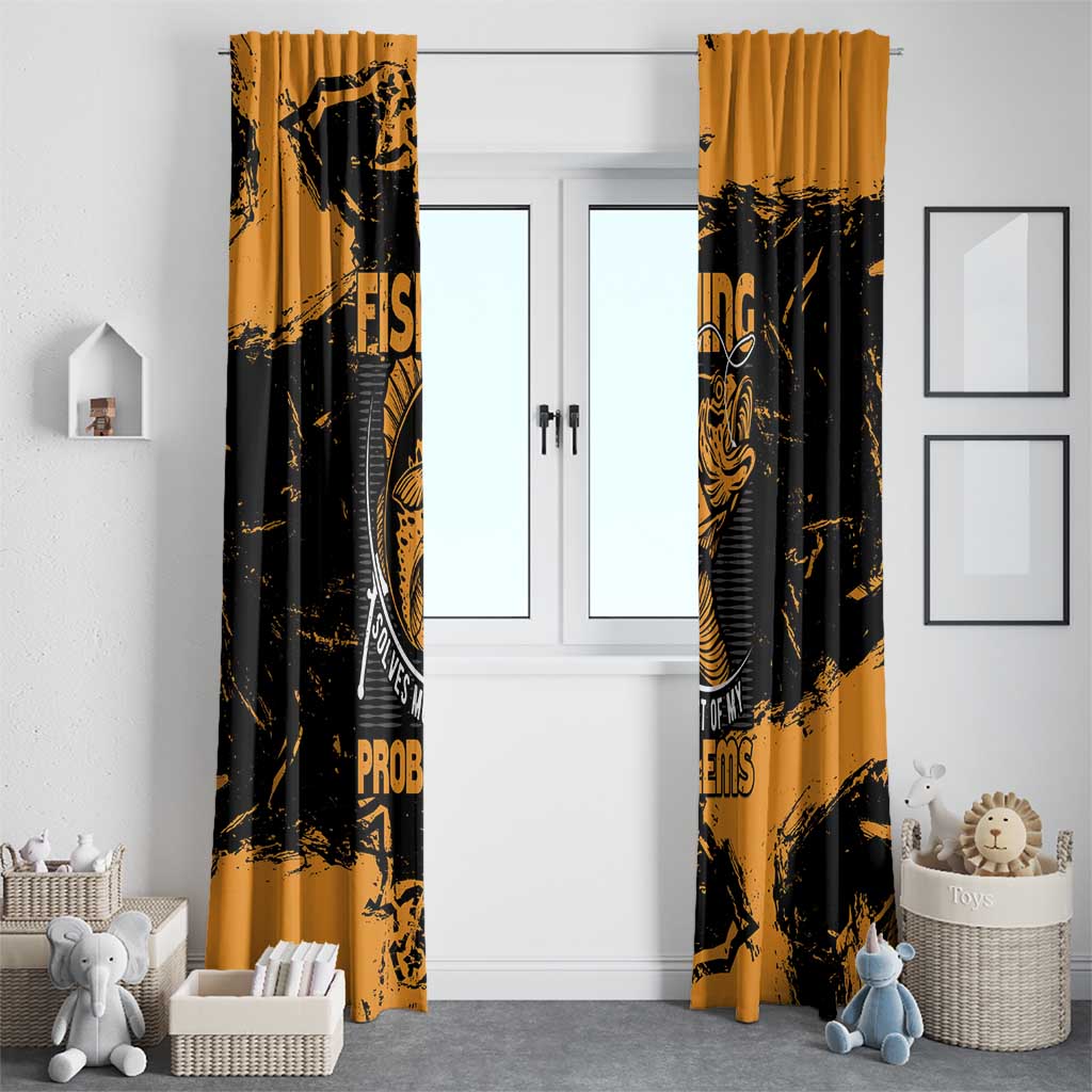 Fishing Solves Most of My Problems Window Curtain Grunge Style