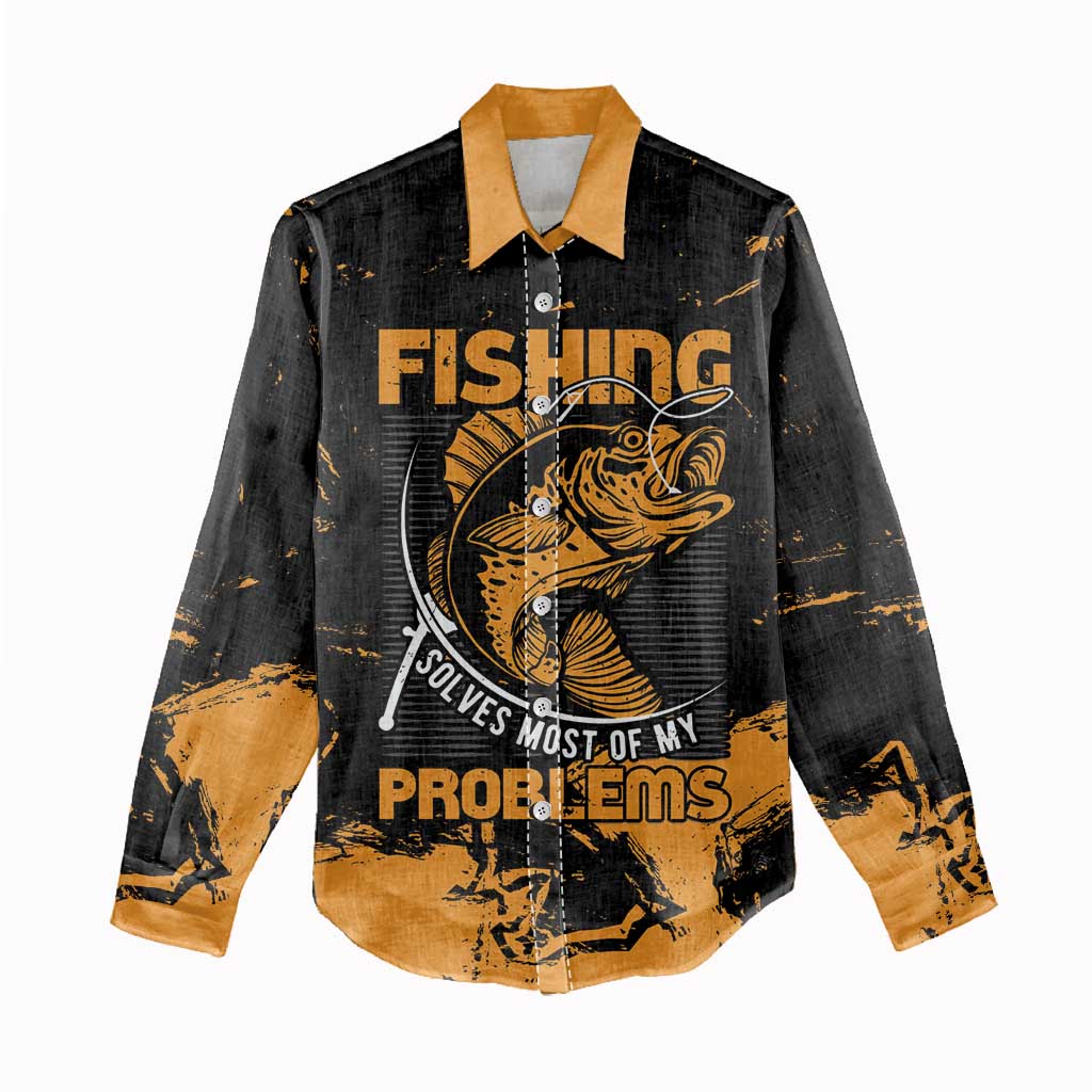 Personalized Fishing Solves Most of My Problems Women Casual Shirt Grunge Style