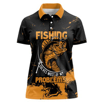 Personalized Fishing Solves Most of My Problems Women Polo Shirt Grunge Style