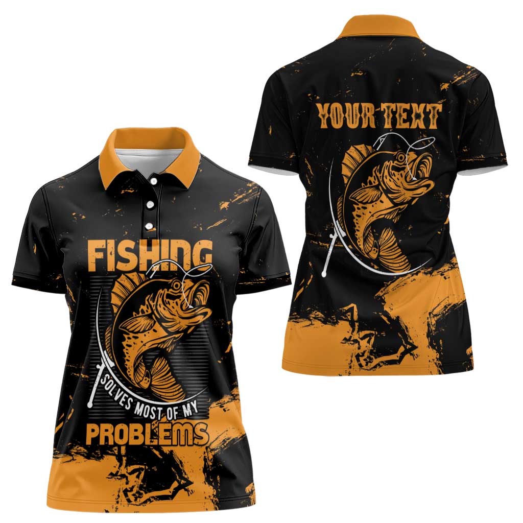 Personalized Fishing Solves Most of My Problems Women Polo Shirt Grunge Style