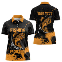 Personalized Fishing Solves Most of My Problems Women Polo Shirt Grunge Style