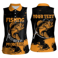 Personalized Fishing Solves Most of My Problems Women Sleeveless Polo Shirt Grunge Style