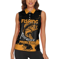 Personalized Fishing Solves Most of My Problems Women Sleeveless Polo Shirt Grunge Style