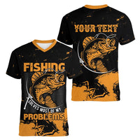 Personalized Fishing Solves Most of My Problems Women V-Neck T-Shirt Grunge Style