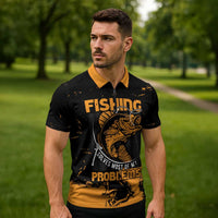 Personalized Fishing Solves Most of My Problems Zipper Polo Shirt Grunge Style