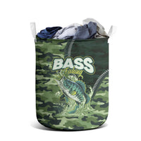 Bass Fishing Camouflage Laundry Basket Zipper Stylized
