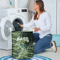 Bass Fishing Camouflage Laundry Basket Zipper Stylized
