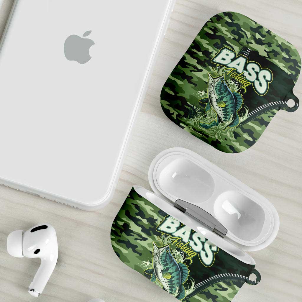 Bass Fishing Camouflage AirPods Case Zipper Stylized