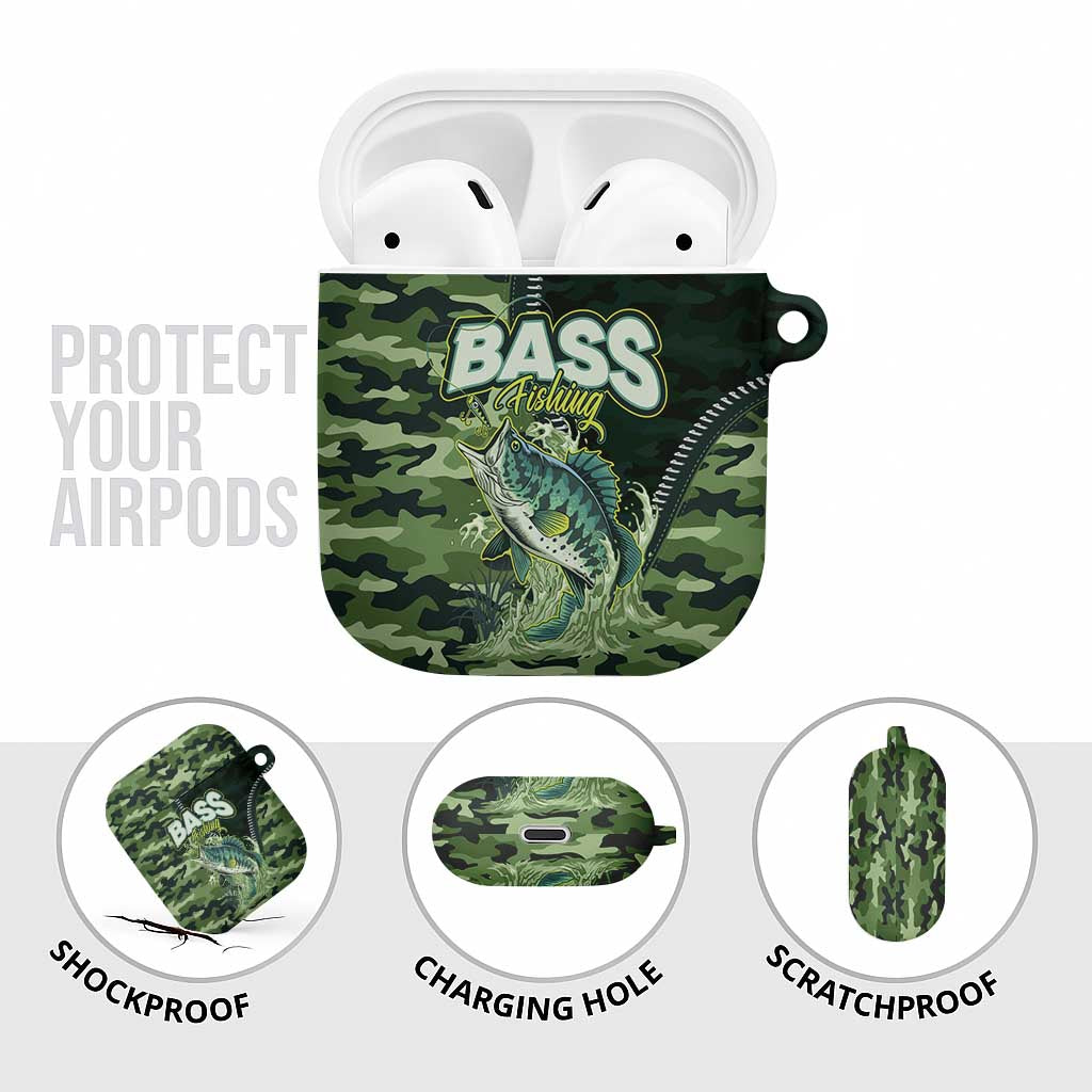 Bass Fishing Camouflage AirPods Case Zipper Stylized
