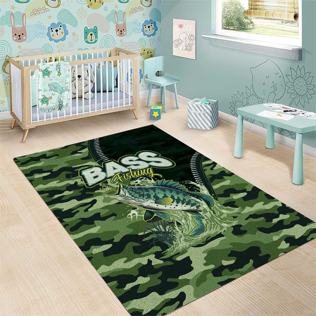 Bass Fishing Camouflage Area Rug Zipper Stylized