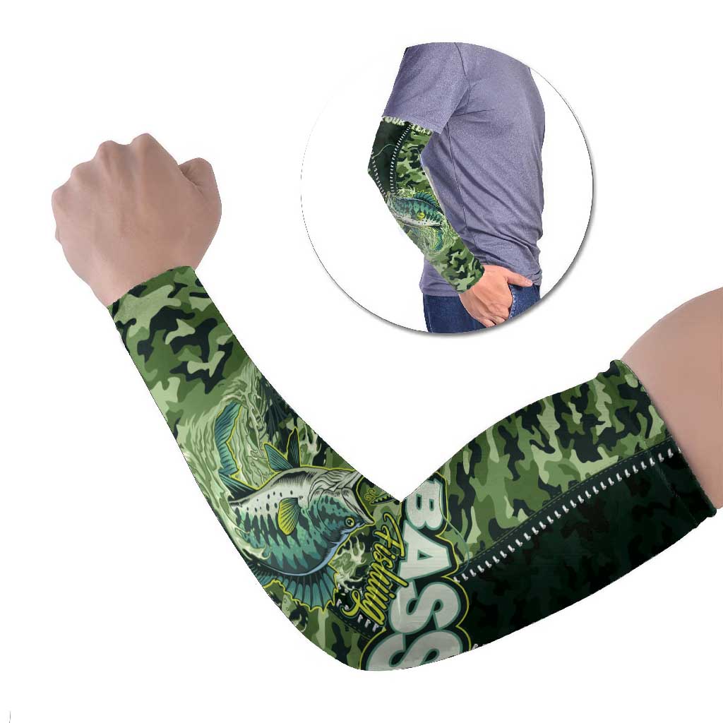 Personalized Bass Fishing Camouflage Arm Sleeves Zipper Stylized