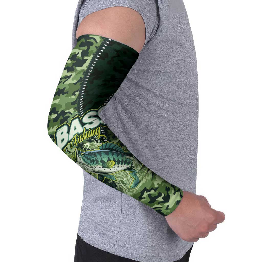 Personalized Bass Fishing Camouflage Arm Sleeves Zipper Stylized