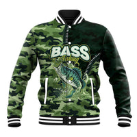 Personalized Bass Fishing Camouflage Baseball Jacket Zipper Stylized