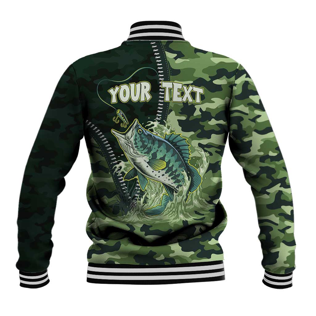 Personalized Bass Fishing Camouflage Baseball Jacket Zipper Stylized