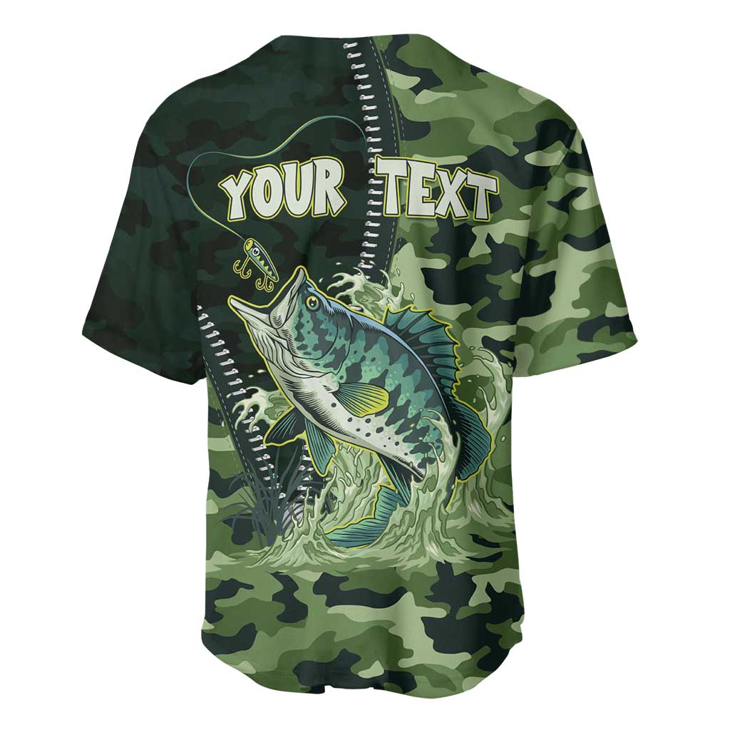 Personalized Bass Fishing Camouflage Baseball Jersey Zipper Stylized