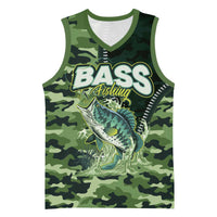 Personalized Bass Fishing Camouflage Basketball Jersey Zipper Stylized