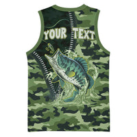 Personalized Bass Fishing Camouflage Basketball Jersey Zipper Stylized