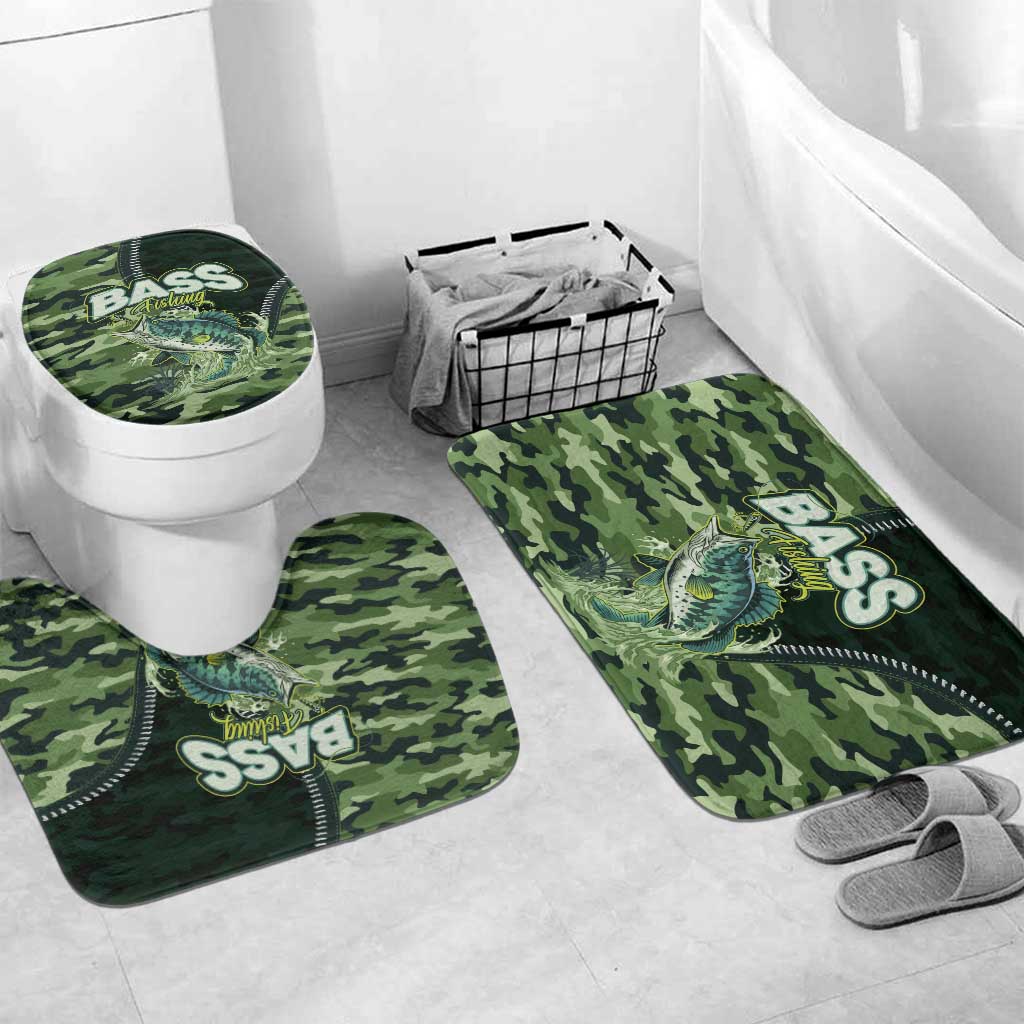 Bass Fishing Camouflage Bathroom Set Zipper Stylized