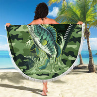 Bass Fishing Camouflage Beach Blanket Zipper Stylized