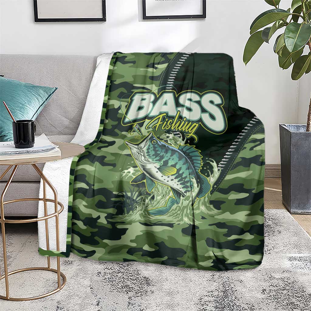 Bass Fishing Camouflage Blanket Zipper Stylized