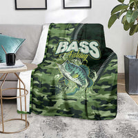 Bass Fishing Camouflage Blanket Zipper Stylized