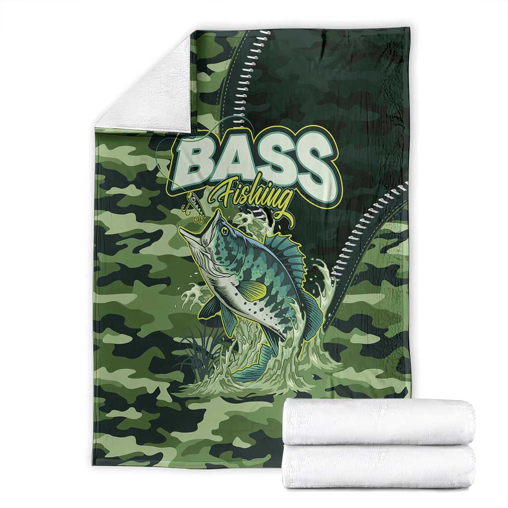 Bass Fishing Camouflage Blanket Zipper Stylized