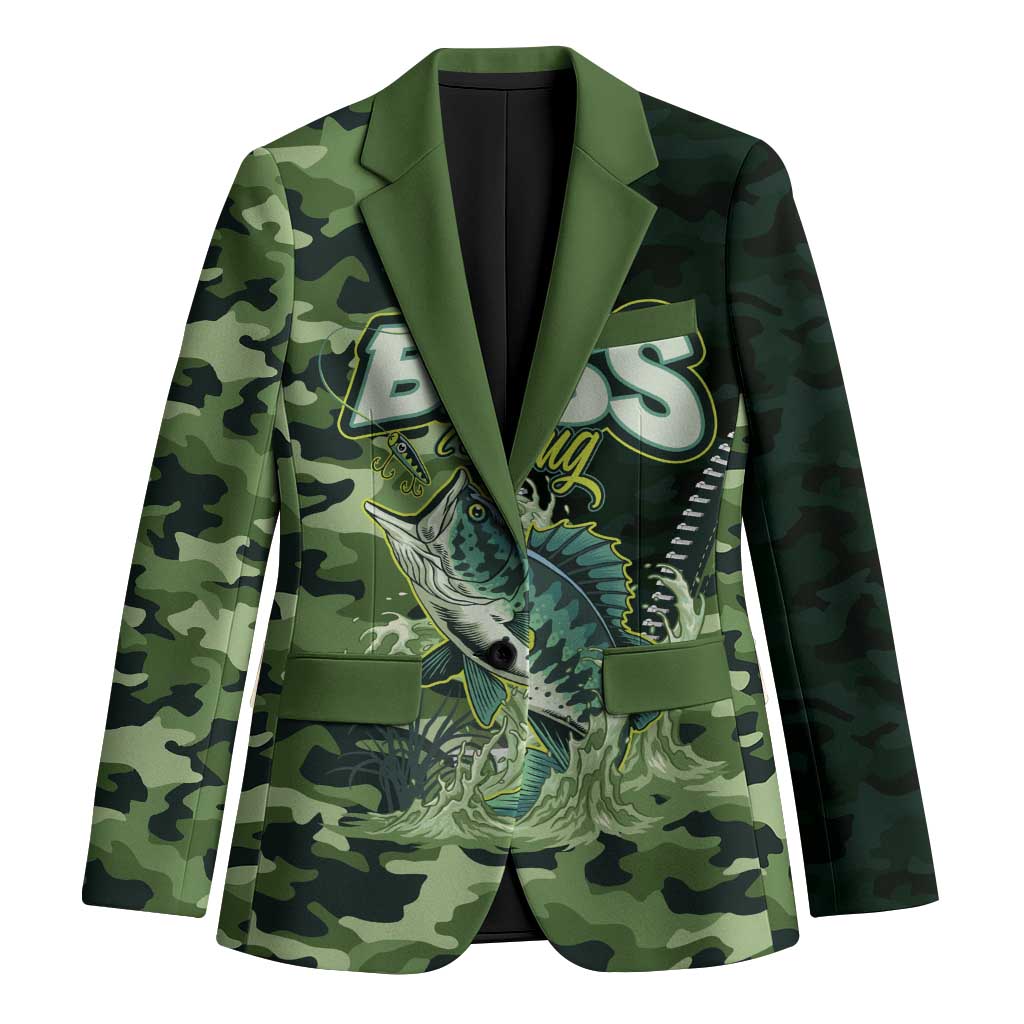 Personalized Bass Fishing Camouflage Blazer Zipper Stylized
