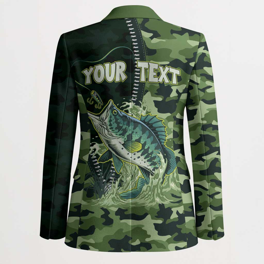 Personalized Bass Fishing Camouflage Blazer Zipper Stylized