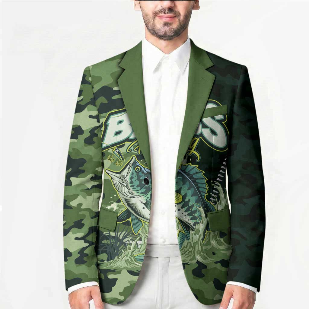 Personalized Bass Fishing Camouflage Blazer Zipper Stylized